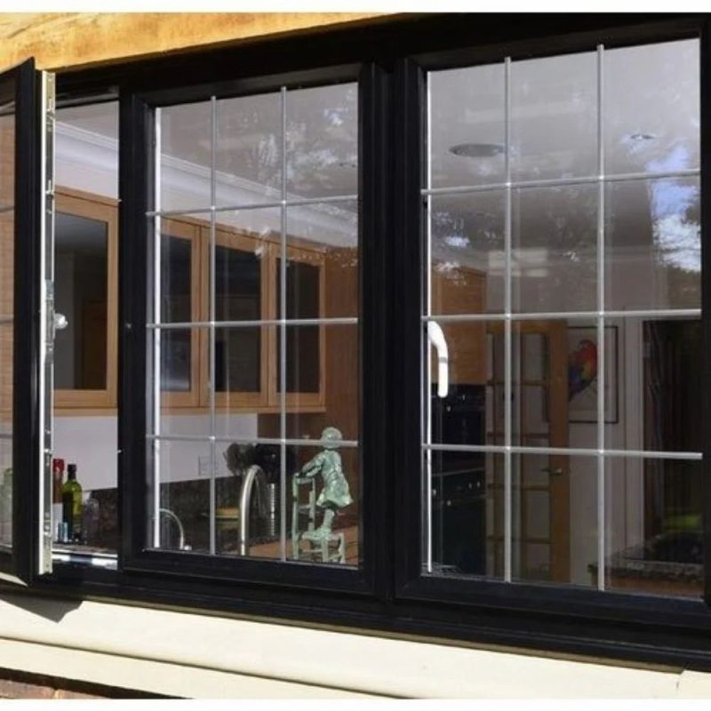 Black Coated Aluminium Casement Window with Georgian Bar